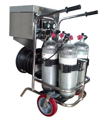 buy Long Tube Trolley Mounted Breathing Apparatus SCBA 6.8L with Movable Wheeled Cart online manufacture